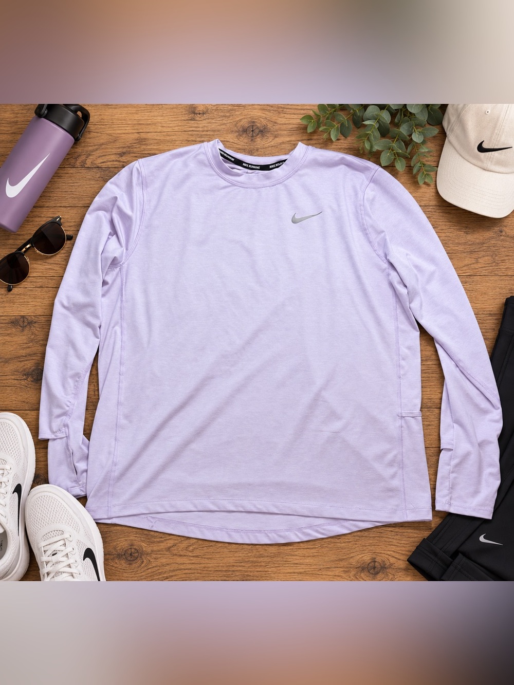 Nike Dri-FIT Women’s Large Lavender Long Sleeve Running Athletic Top